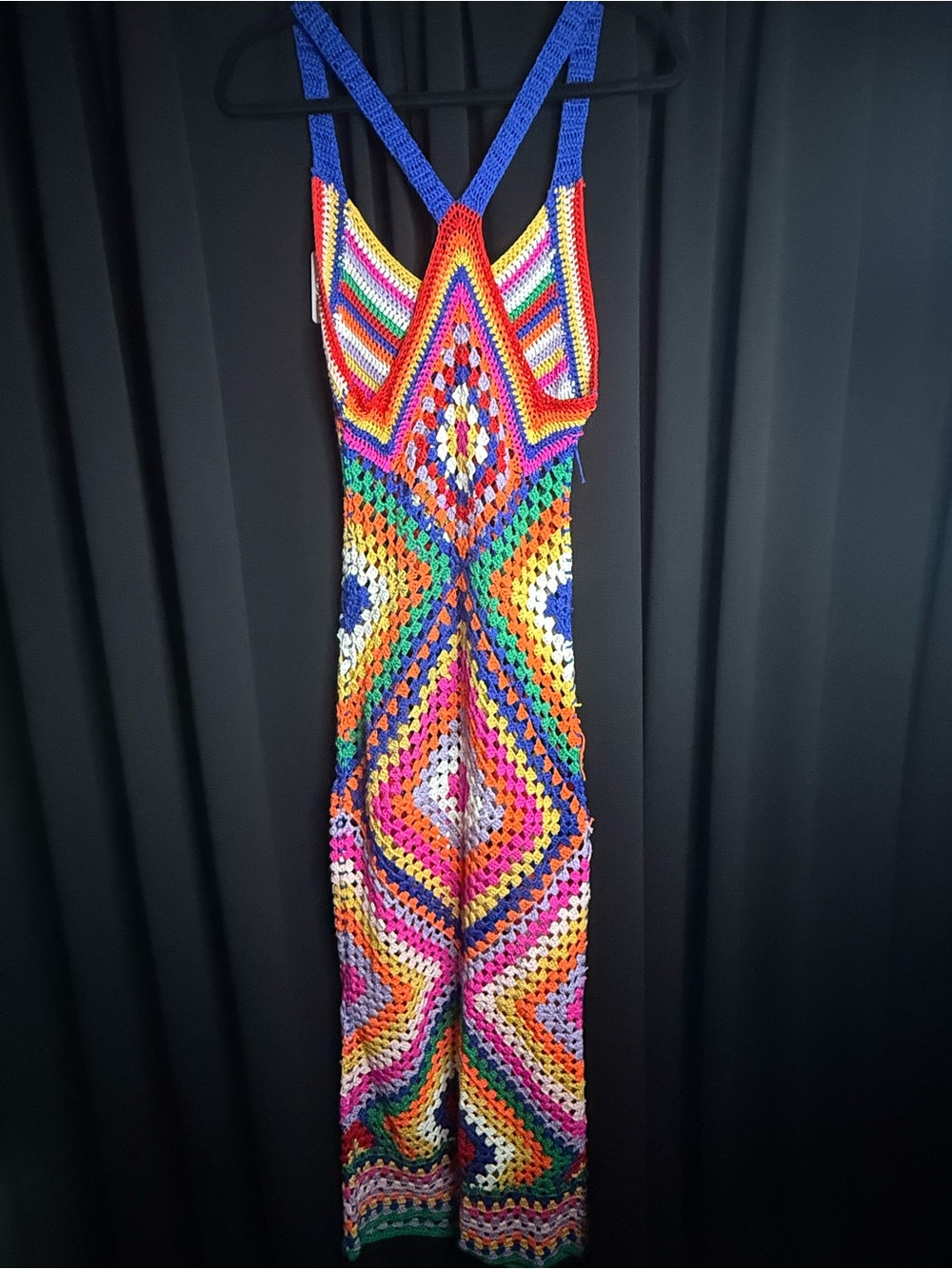 Multicolor Crochet Maxi Dress with Strappy Back - Has a few loose strings - Picture 2 of 2